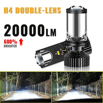 Projecteur de lentille LED H4, Mini ampoule 20000LM, phare de ventilateur pour moto, double faisceau haut et bas 9-32V, Plug & play