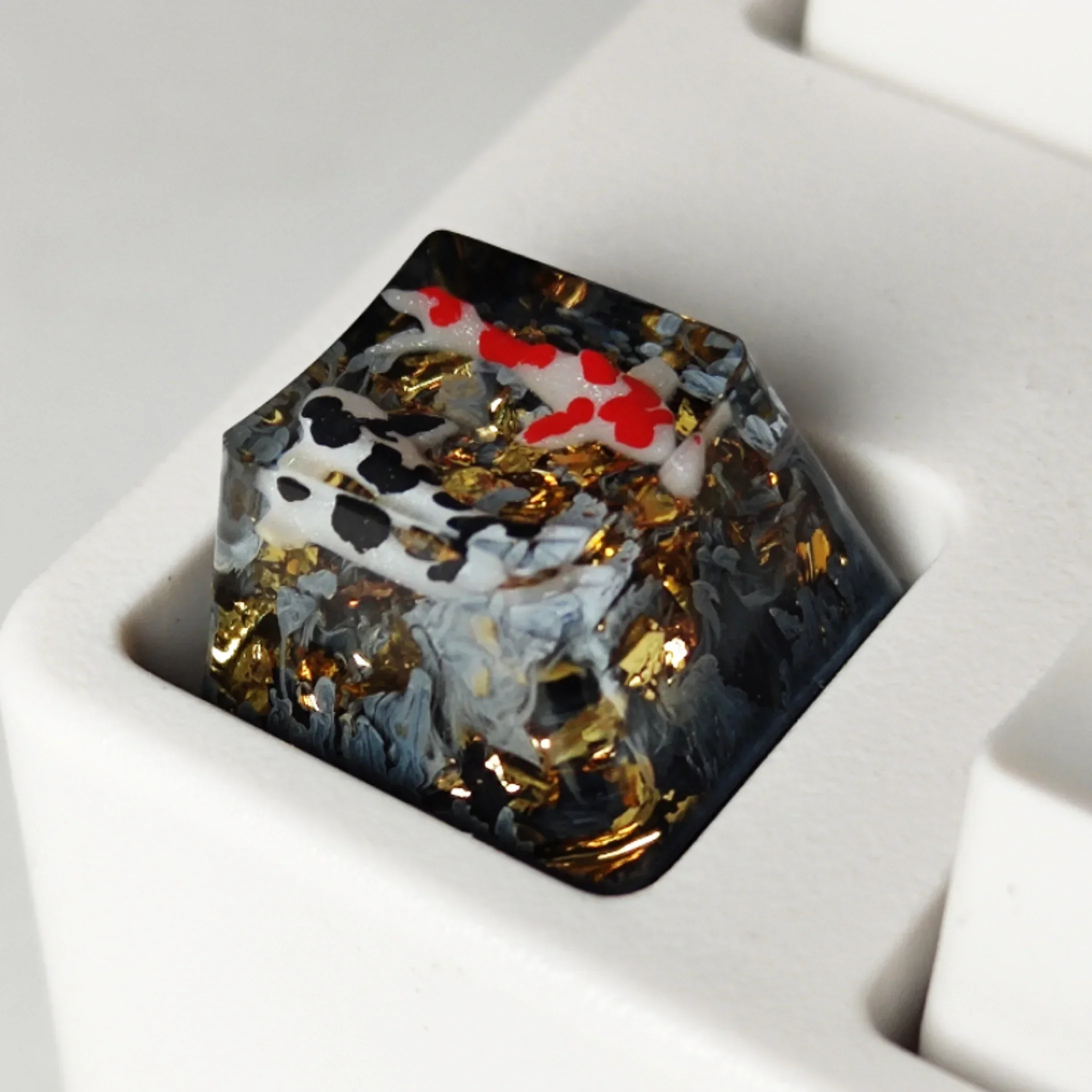 Handmade Keycaps Custom Scenery Koi 1U Resin Keycaps For Cherry Mx Switch Gamer Mechanical Backlit Keyboard Replace RGB Keycaps