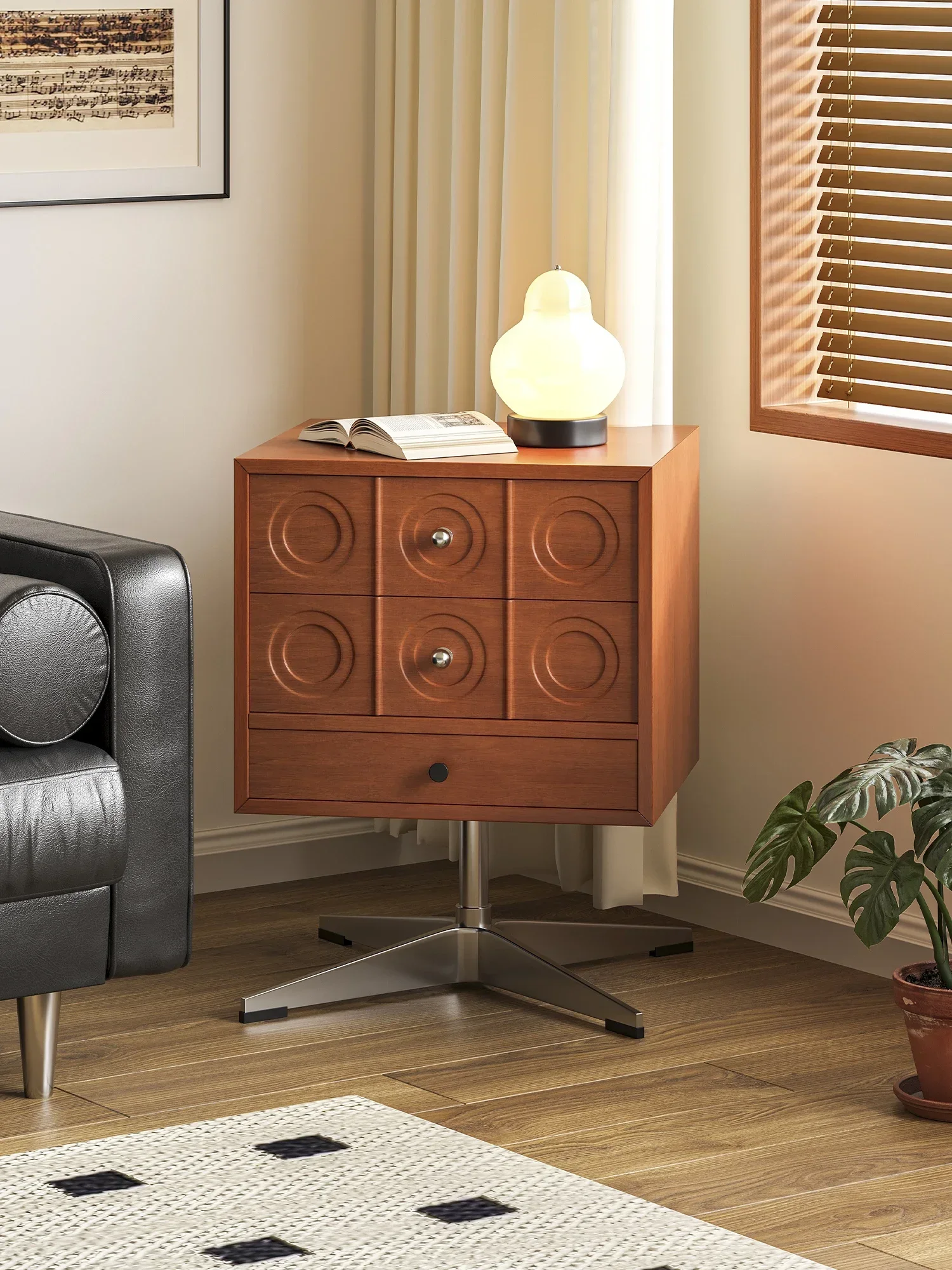 A Vintage solid wood bedroom building block bedside table record projector corner cabinet