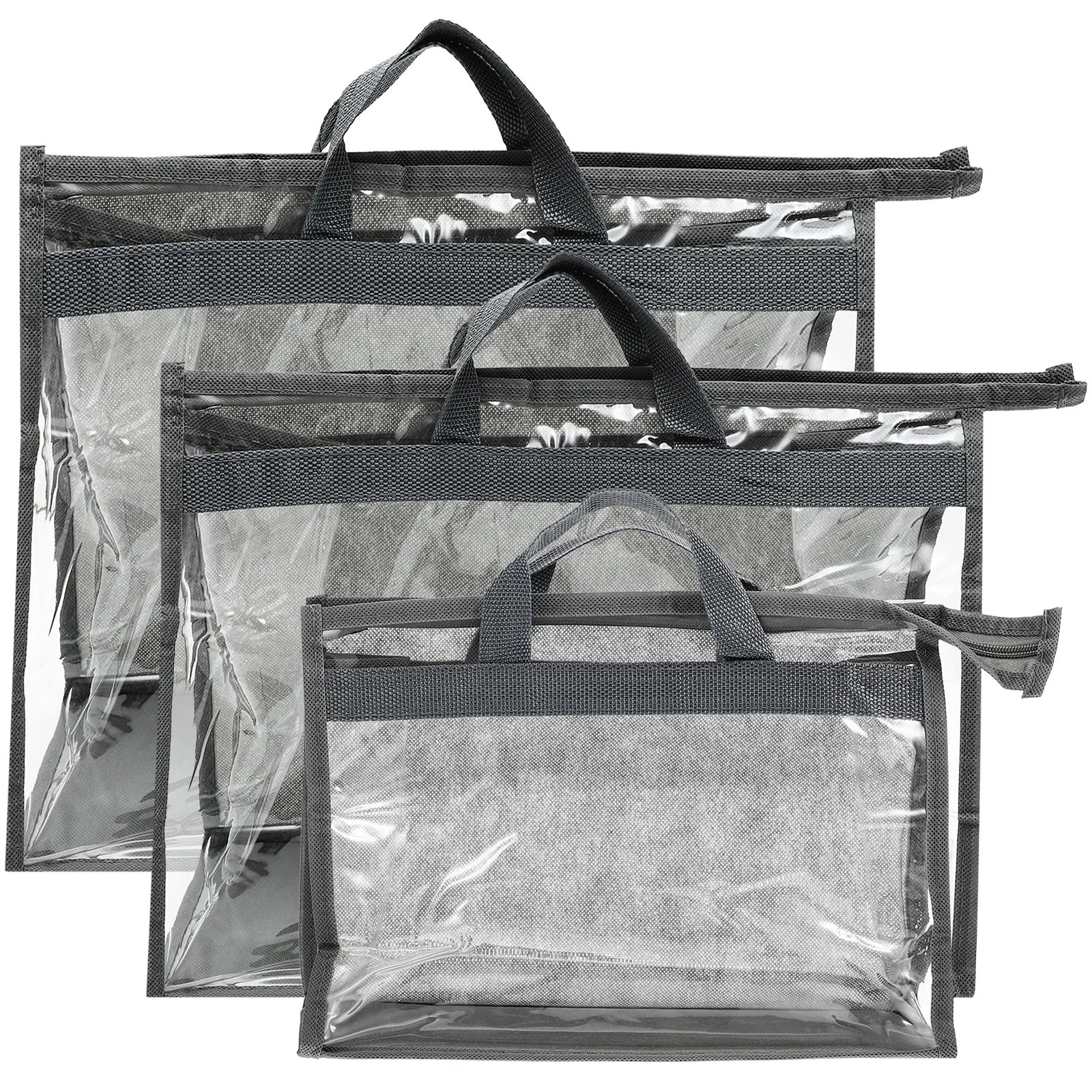 

3pcs Dust-proof Hanging Bags Handbag Storage Organizer Clear PVC Material Washable Closet Nursery Bathroom