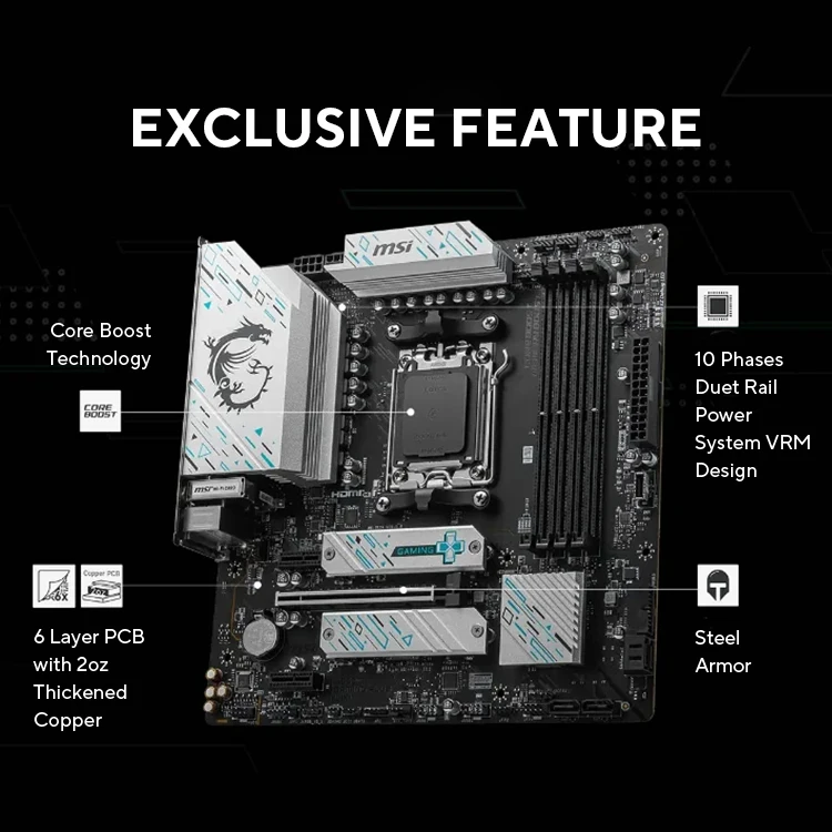 MSI B650M GAMING PLUS WIFI New AMD B650 Supports DDR5 7200+MHz (OC) 192GB AMD Ryzen ™ 7000 8000 Series motherboard Socket AM5 image 2
