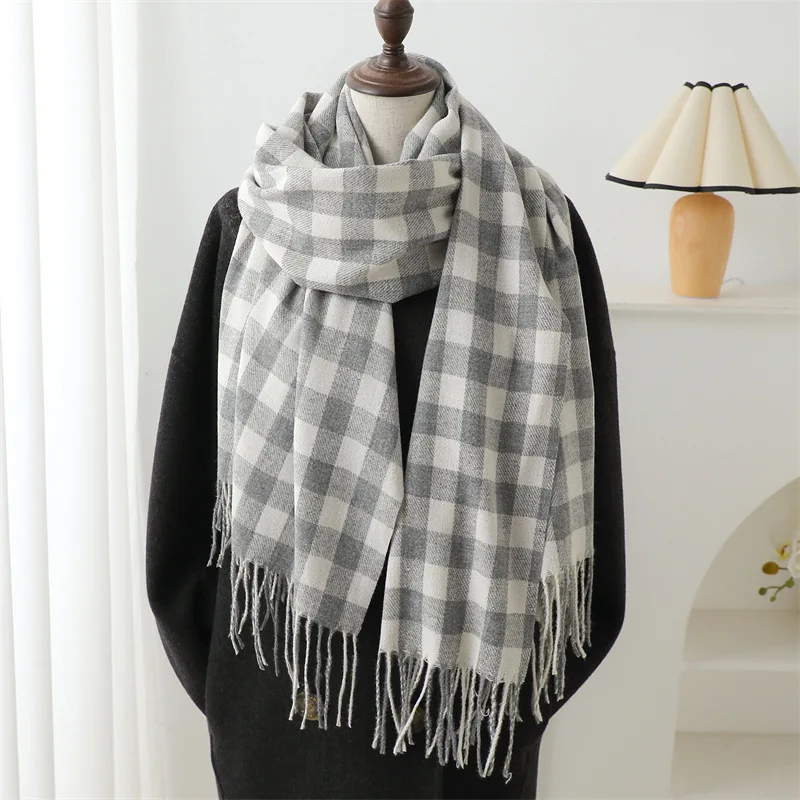 2024 New Korean Fashion Warm Scarf Autumn Winter Design Shawl Wraps Bufanda Tassel Blanket Men Women Thickening Lengthen Scarves