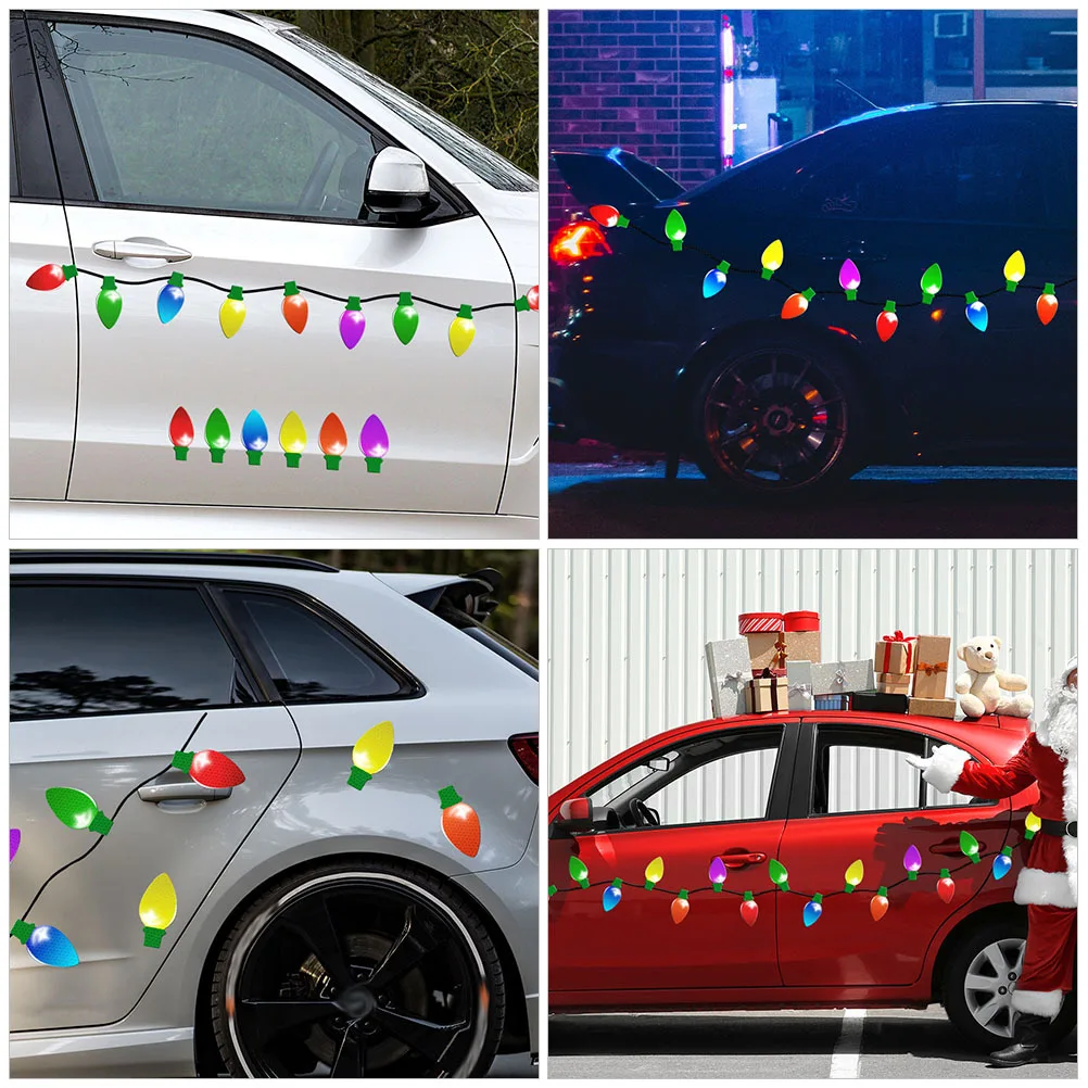 

1 set Magnetic Reflective Light Bulb Stickers Christmas Car Decor Garage Door Refrigerator Metal Surfaces Holiday Magnets