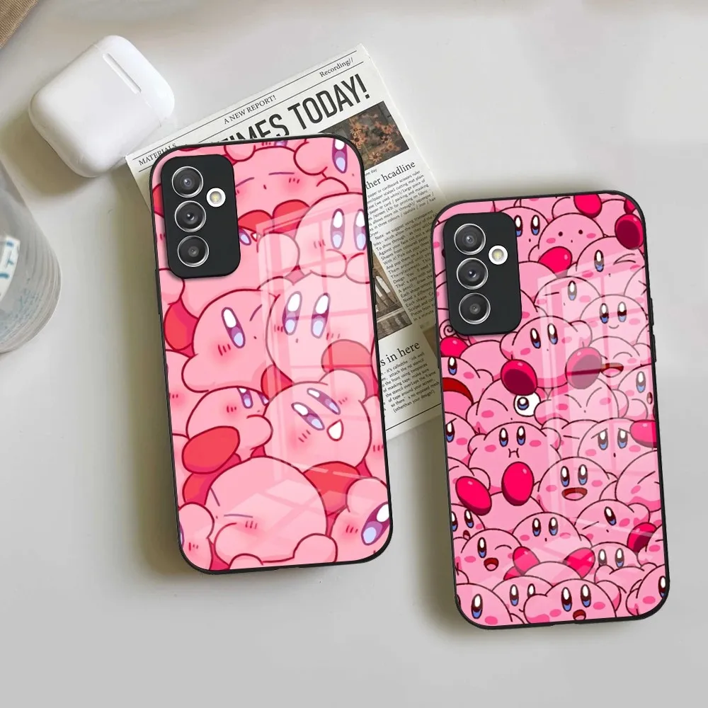 Anime K-KirbyS Phone Case For Samsung A54 A52 A14 A21 A71 A20 A31 A12 A51 A40 A32 A72 A30 A34 Tempered Glass Cover