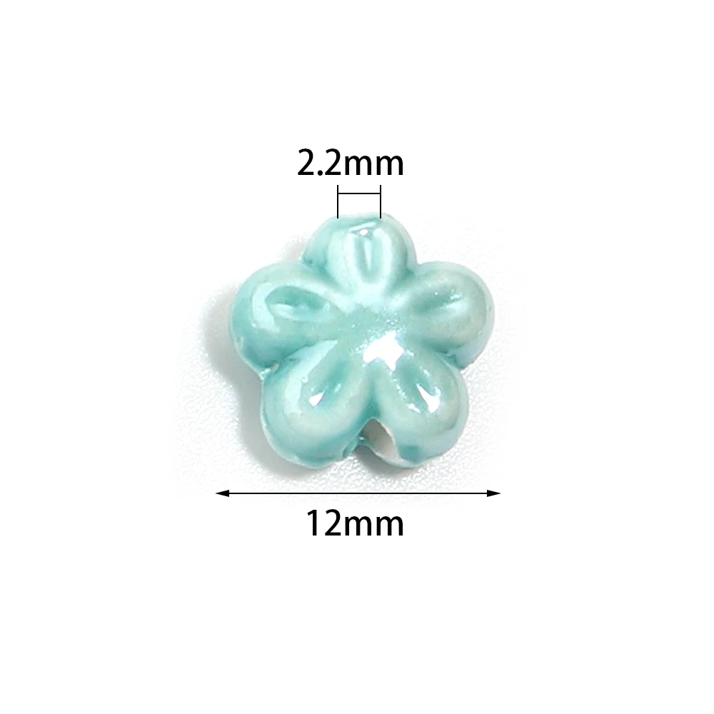 10–20 Stück 12 mm handgefertigte bunte Blumenform-Keramikperlen, lose Abstandsperlen für DIY-Armbänder, Halsketten, Ohrringe, Schmuckherstellung – Detail 1
