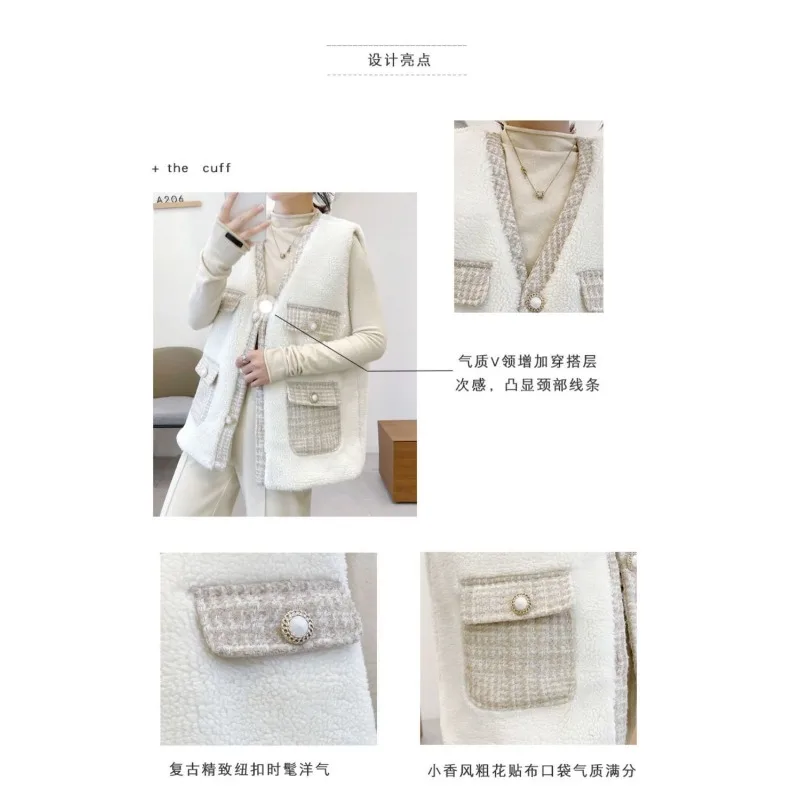 Giacca da donna con gilet ispessito con tasca tinta unita senza maniche abbottonata con scollo a V, top cardigan casual alla moda