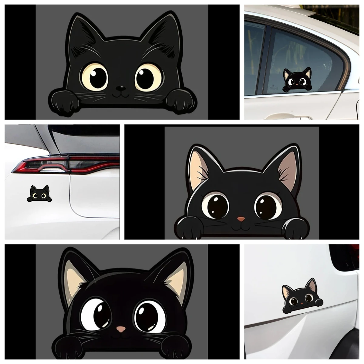 

Black Kitten Cartoon Car Sticker Vinyl Decal Waterproof Scratch Cover Cute Animal Design for Auto Motorcycle Vehicle Body