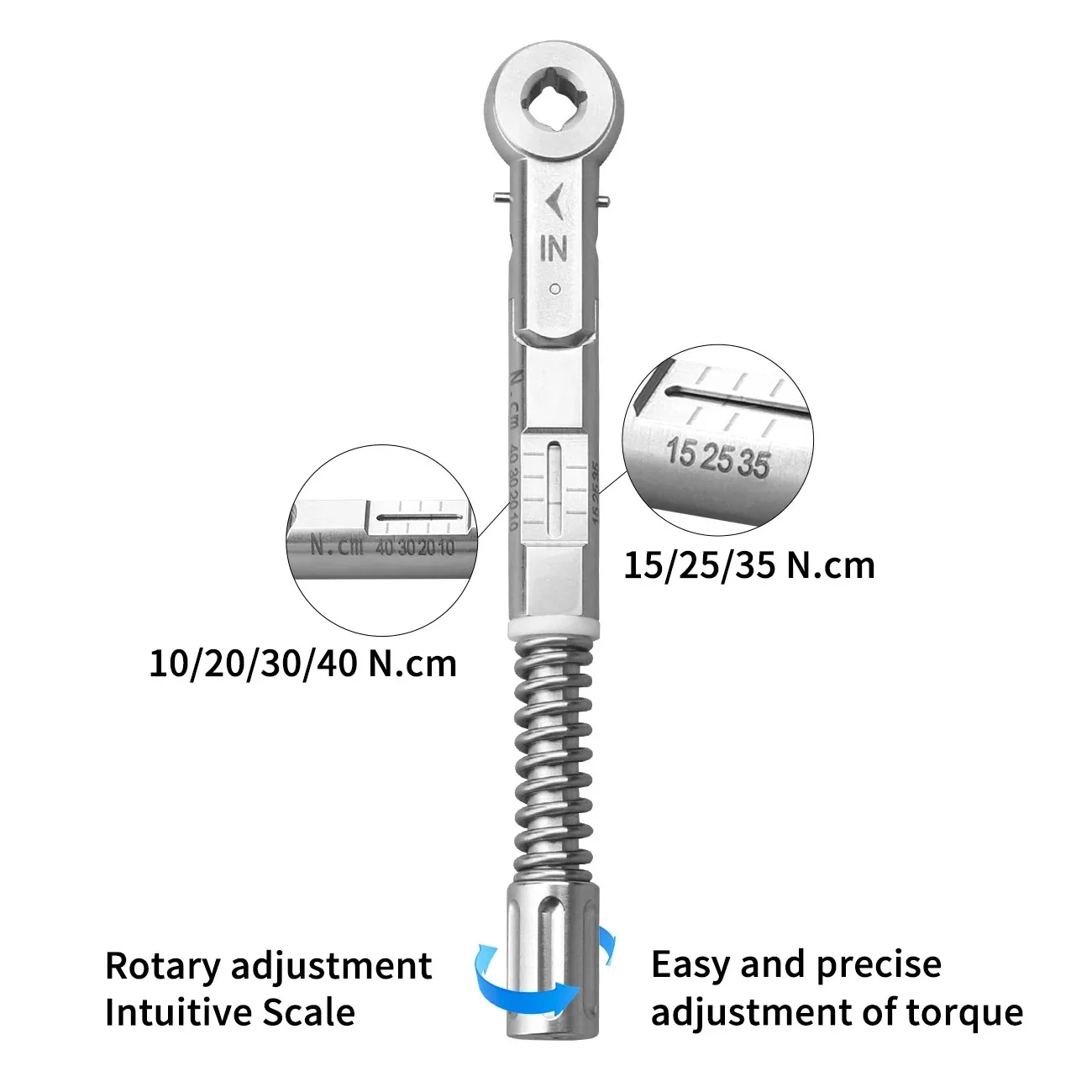 Implant Torque Wrench 10-40 Ncm | Ratchet Screwdriver for Dental Implant Prosthetics - Single Torque Driver with SS Handle