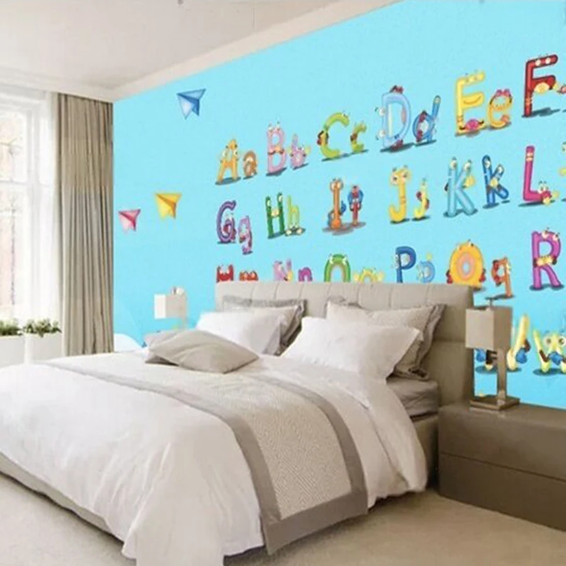 Cartoon English letter wall stickers for children's room kindergarten classroom TV luxurious home decoration bedroom background