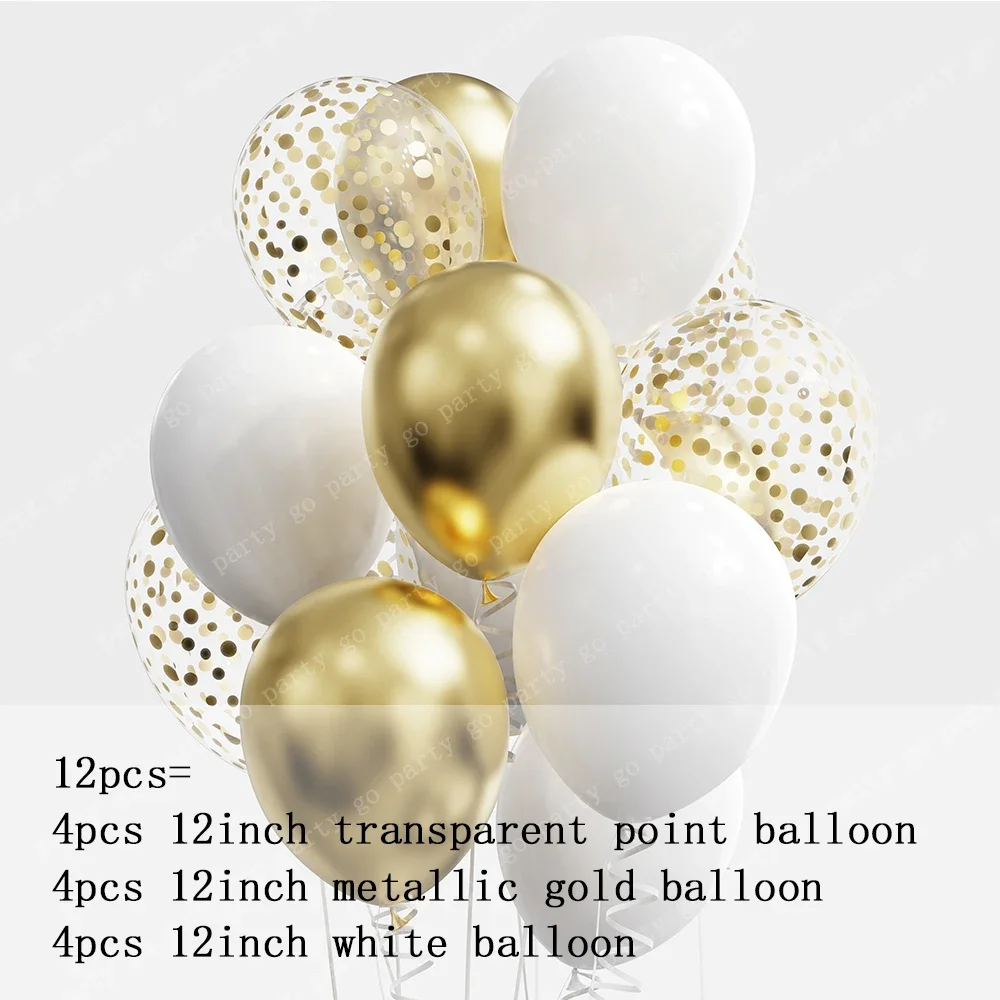 12pcs 12inch Black Gold Latex Balloons Graduation Helium Globos Adult Kids Birthday Party Decorations Baby Shower Home Supplies