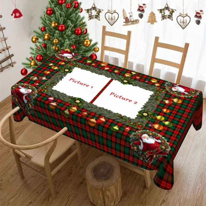 Custom Christmas Rectangle Tablecloth, Custom Photo Tablecloth For New Year Party And Dinner Christmas Table Decor Tablecloth