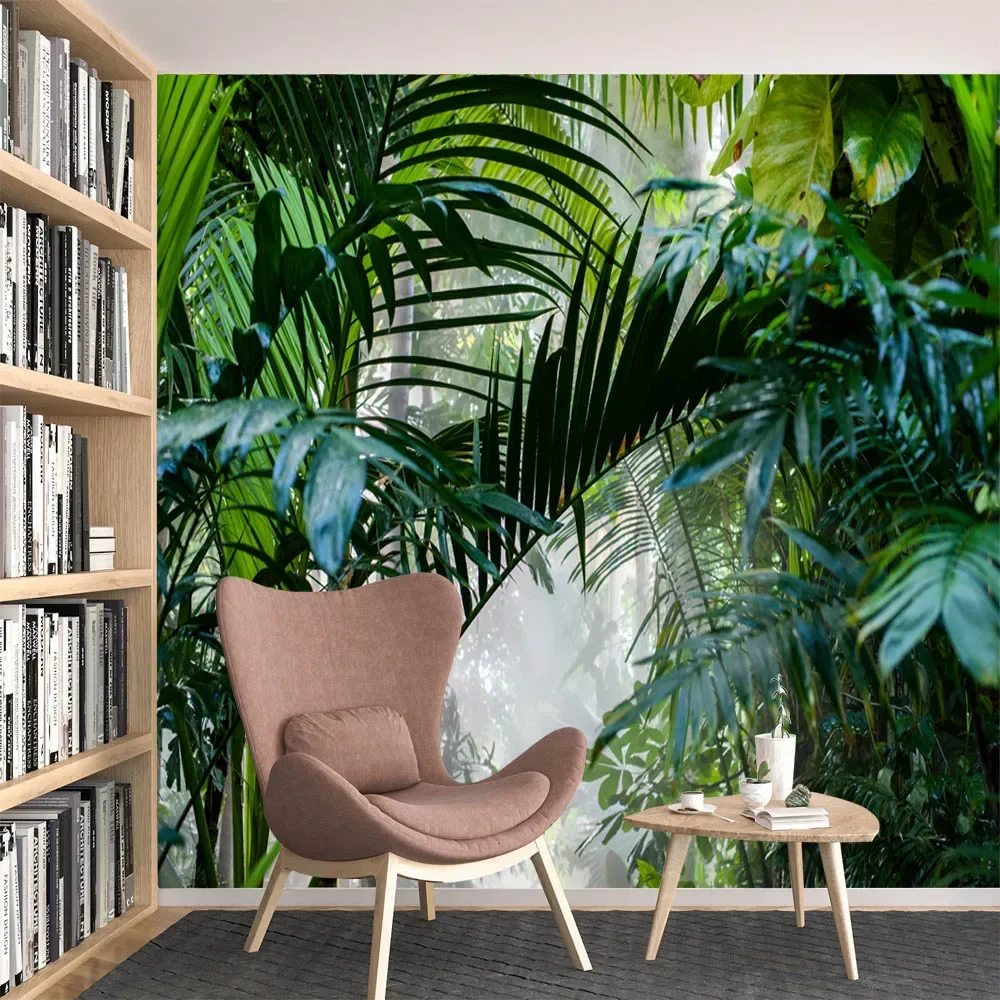 Removable Peel Stick Forest Wallpapers for Living Room Walls Papers Foggy Jungle Tree Leaves Decoracion Easy to Apply Sofa Mural