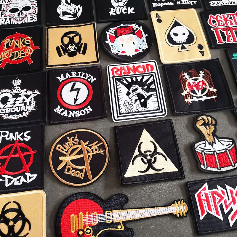 Rock Band Music Iron on Patches For Cloth Jacket Badges Embroidery Stickers Popular Punk Stripes DIY Applique Sewing Supplies