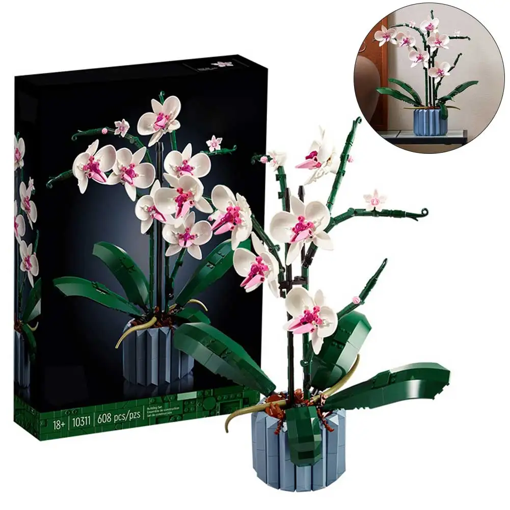 DIY Orchid Flower Bouquet Plant Decoration Building Set for Adults Gift,Build An Orchid Display Piece for The Home or Office