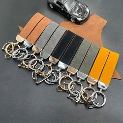 Laser Custom Crazy Horse Leather Keychain Engrave Car Logo Key Chain Ring Personalize Company Name Number Vintage Keyring Holder