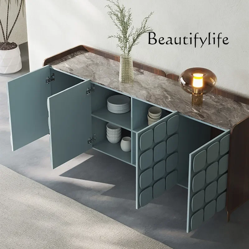 L Italian minimalist marble dining side cabinet solid wood modern minimalist light luxury home rock slab mystery cabinet