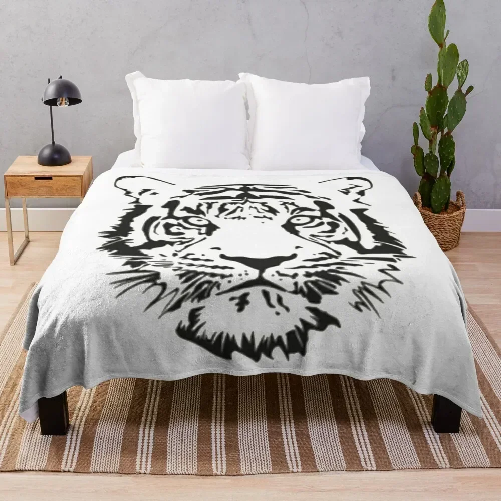 

Tiger face Throw Blanket Furry Thermals For Travel anime Bed Fashionable Blankets