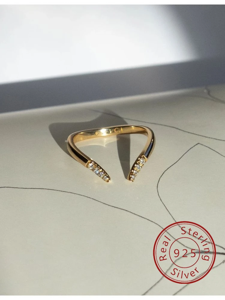 925 Sterling Silber Mode Einfache Einstellbare Zirkon Ring Für Frauen, Verlobung, Hochzeit Luxus Hohe Qualität Edlen Schmuck