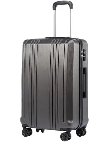 

Coolife Luggage PC+ABS Hardshell Suitcase with TSA Lock, Spinner Carry On Lightweight (grey, S(20in_carry on))