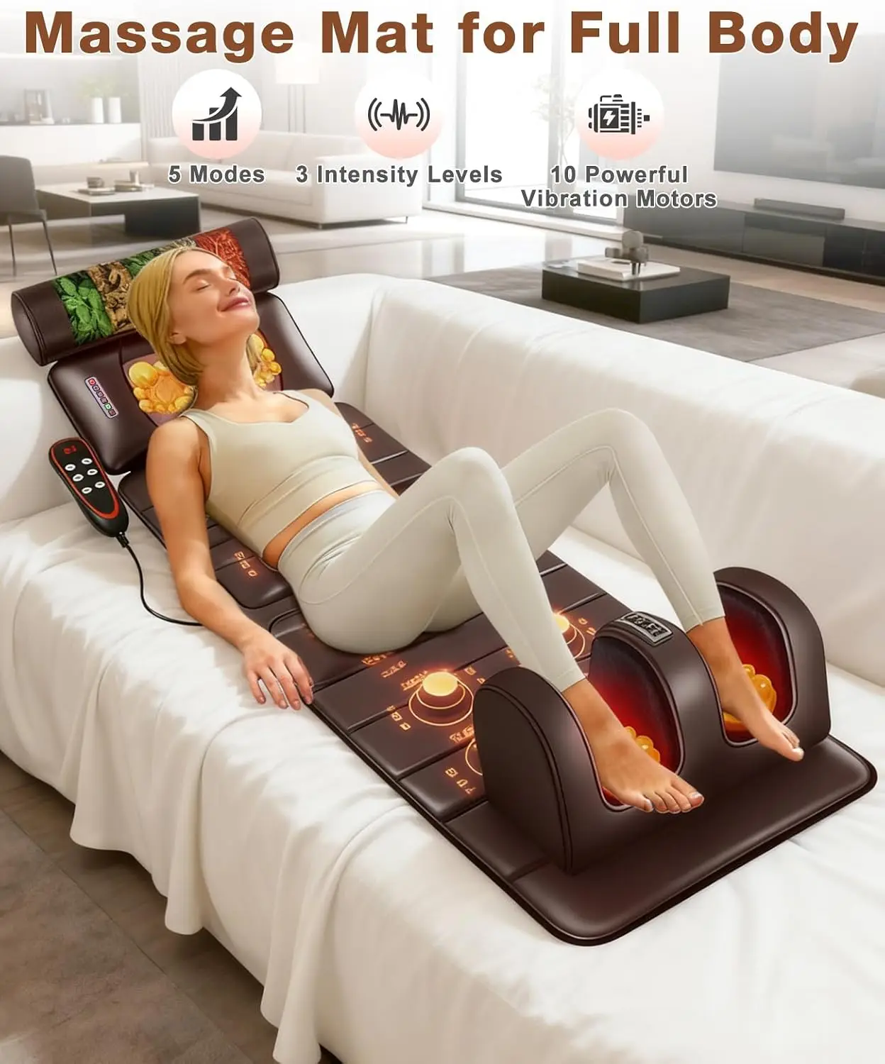Full Body Massage Mat Home Heating Cushion Neck Back Vibration Shiatsu Foot Roller Pillow Gift