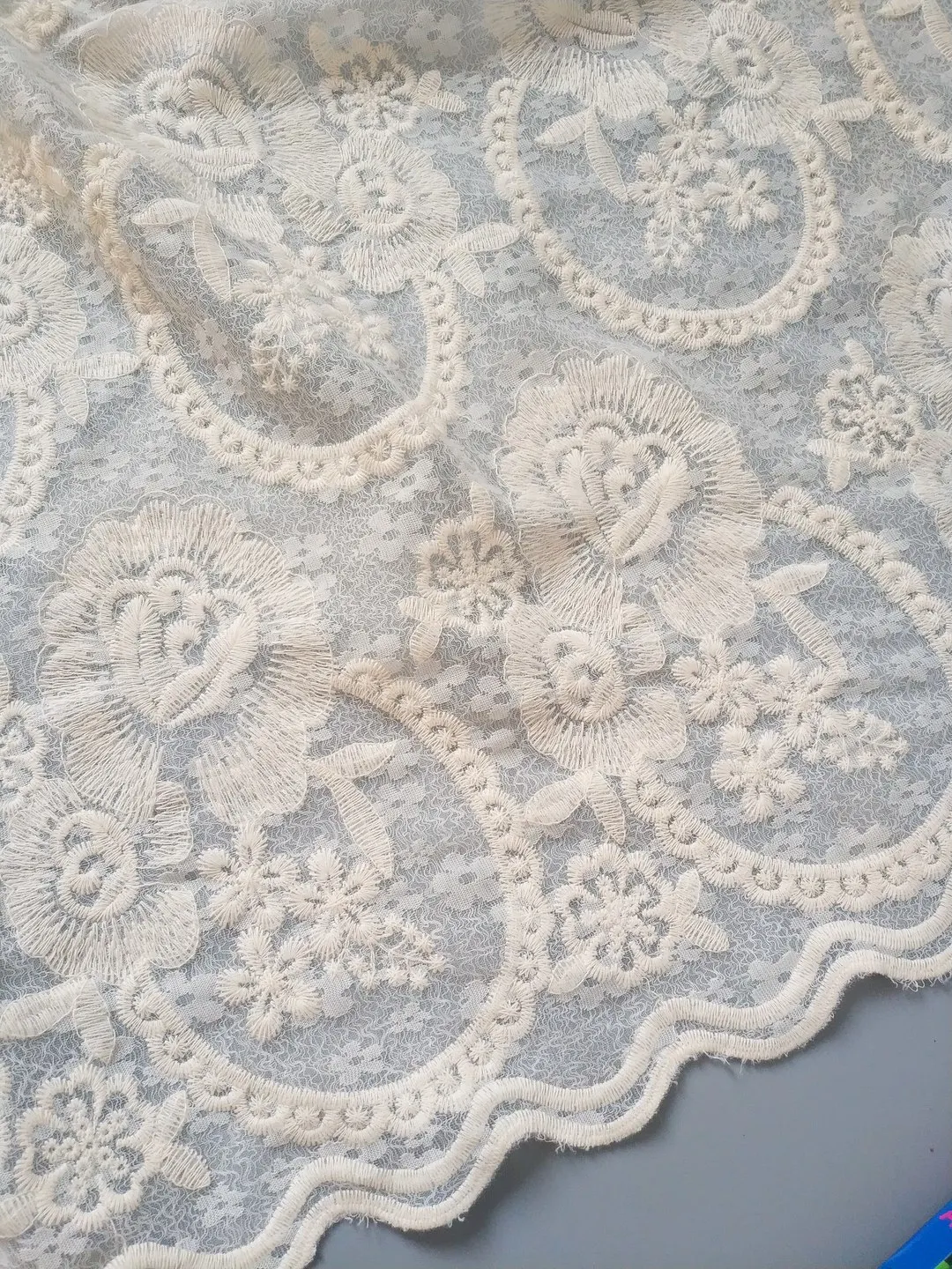 

Newly designed floral embroidered lace mesh fabric, for women's clothing, dresses, shirts, and handmade DIY sewing fabric