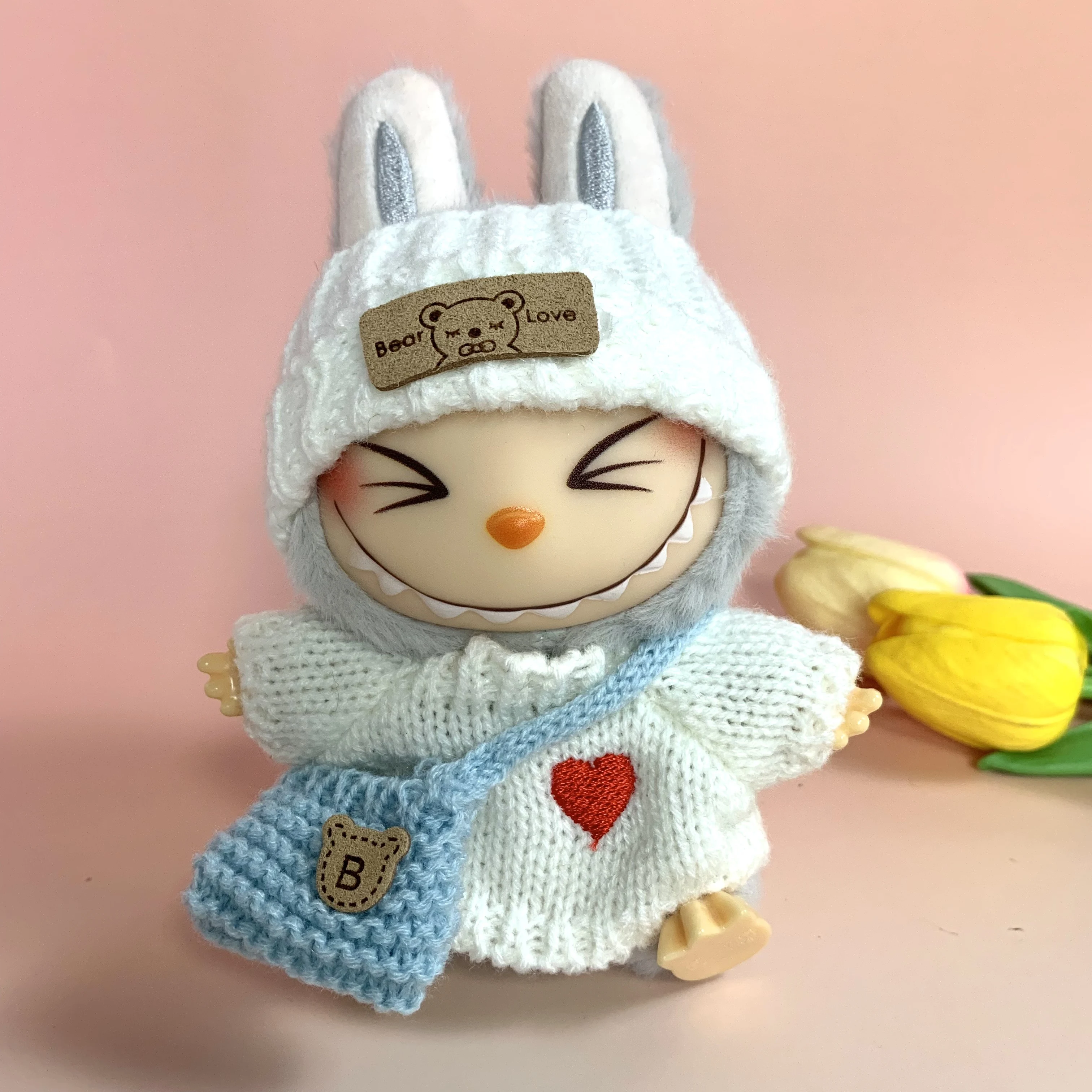 Labubu Gen 1&2 Knit Sweater & Hat Set - Valentine's Winter Doll Outfit