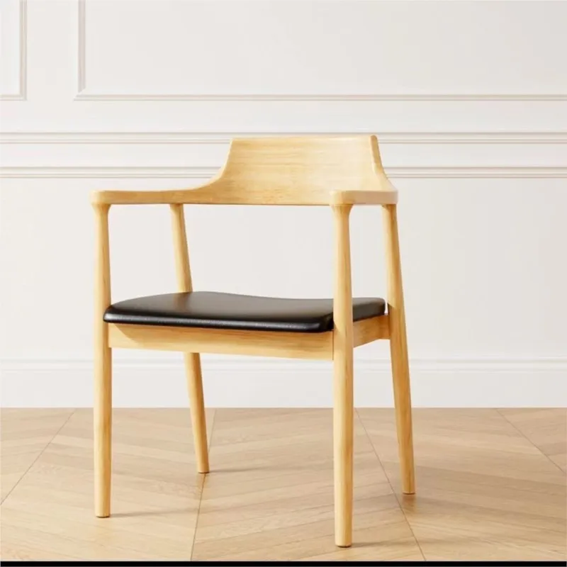 JOYLIVE-Silla de comedor de madera maciza de estilo nórdico, sillón Simple y moderno de lujo con cera blanca, muebles de ocio para sala de estar