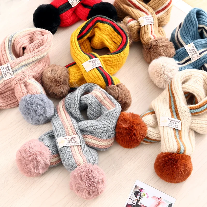 1-8 Years Children Scarf Autumn Winter Toddler Boys Girls Cross Knitting Wool Scarves Baby Wild Warm Scarfs KF661