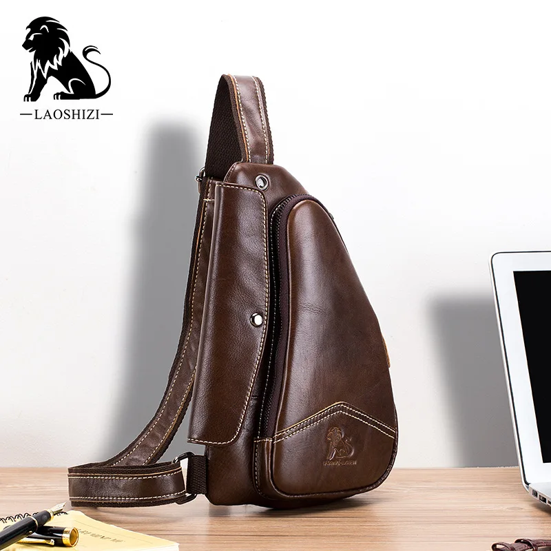 fashionable-retro-men's-chest-bag-top-layer-cowhide-leather-large-capacity-single-shoulder-slant-crossbody-bag-steel-lion