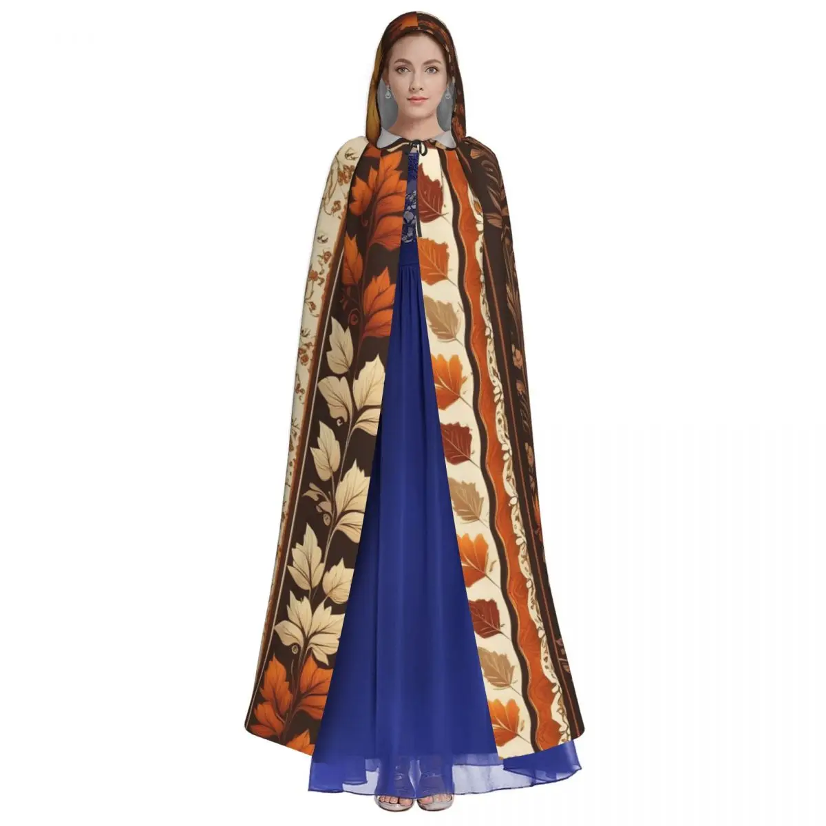 Maple Fallen Leaves Long Hooded Cloak for Autumn Leaf Unique Cape
