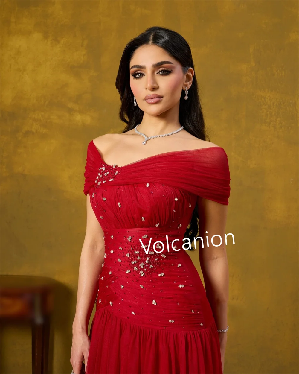 Vestidos Midi con hombros descubiertos y pliegues de diamantes de imitación de red personalizados, ocasiones a medida, graduación, clásico, elegante, a juego