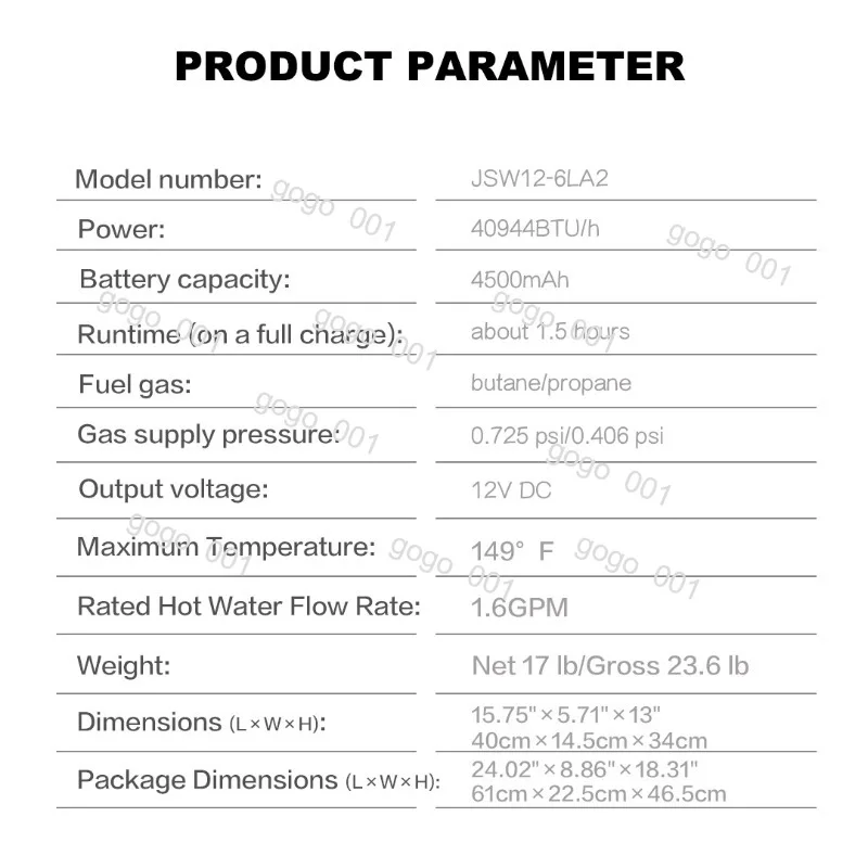 Outdoor portable handheld water heater, camping RV specific water heater
