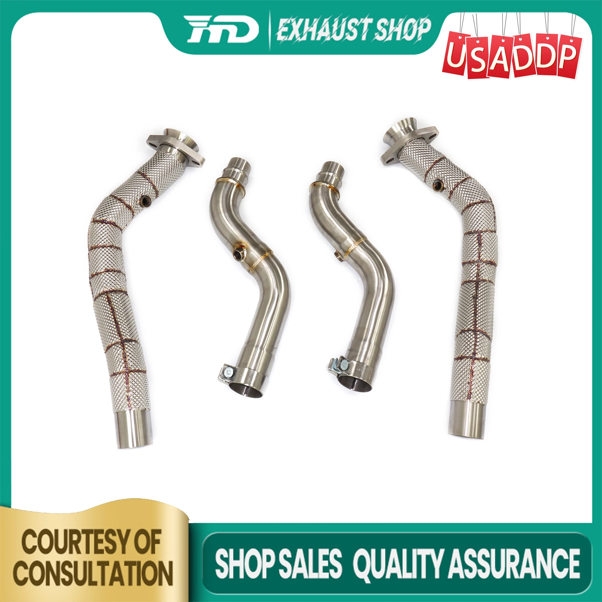 

High quality Exhaust for Jaguar F-type 5.0L Downpipe Heat shields High precision Exquisite Stainless steel Catalyst/catless