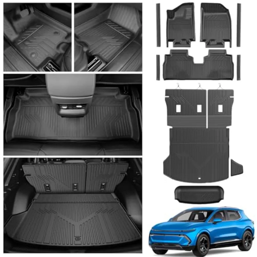 

Floor Mats for 2024-2026 Chevy Equinox EV Non-Fuel Model All-Weather Cargo Liner with Backrest Mat Storage Mats Door Sill Prote