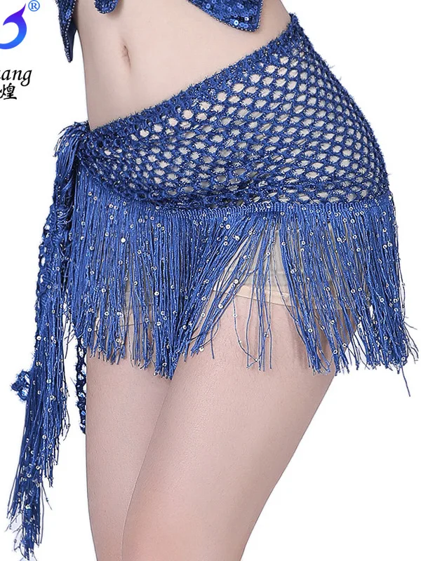 Nowy styl Taniec Tassel Waist Chain Belly Dance Bead Piece Tassel Waist Scarf Dance Practice Performance Lace Hollow Hip Scarf