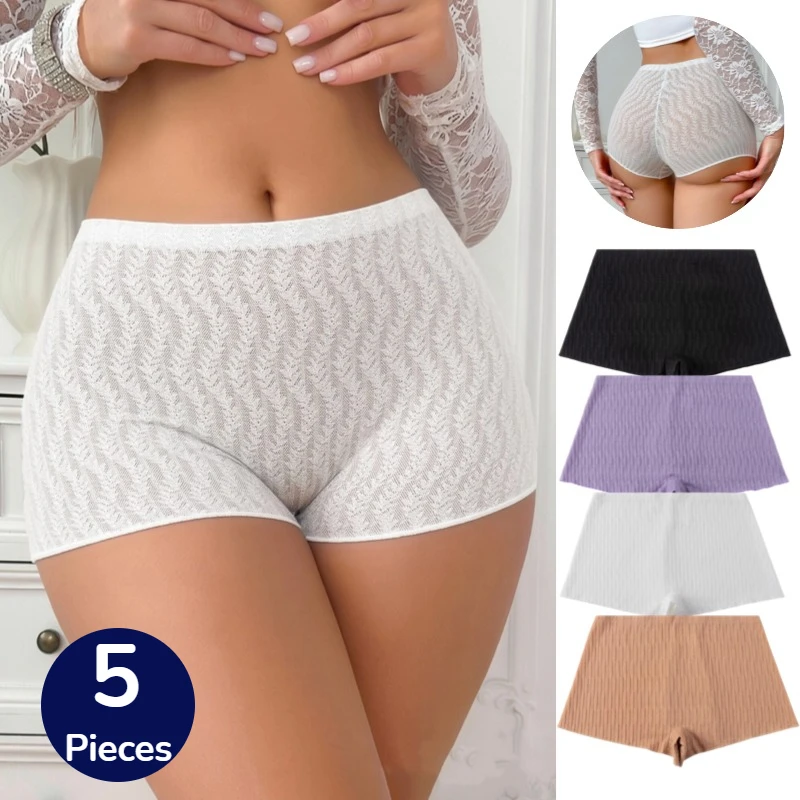 BZEL 5PCS Women's Panties Boxers Wheat Ear Pattern Soft Sexy Lingerie Breathable Comfortable Female Boyshorts Sports Underpants