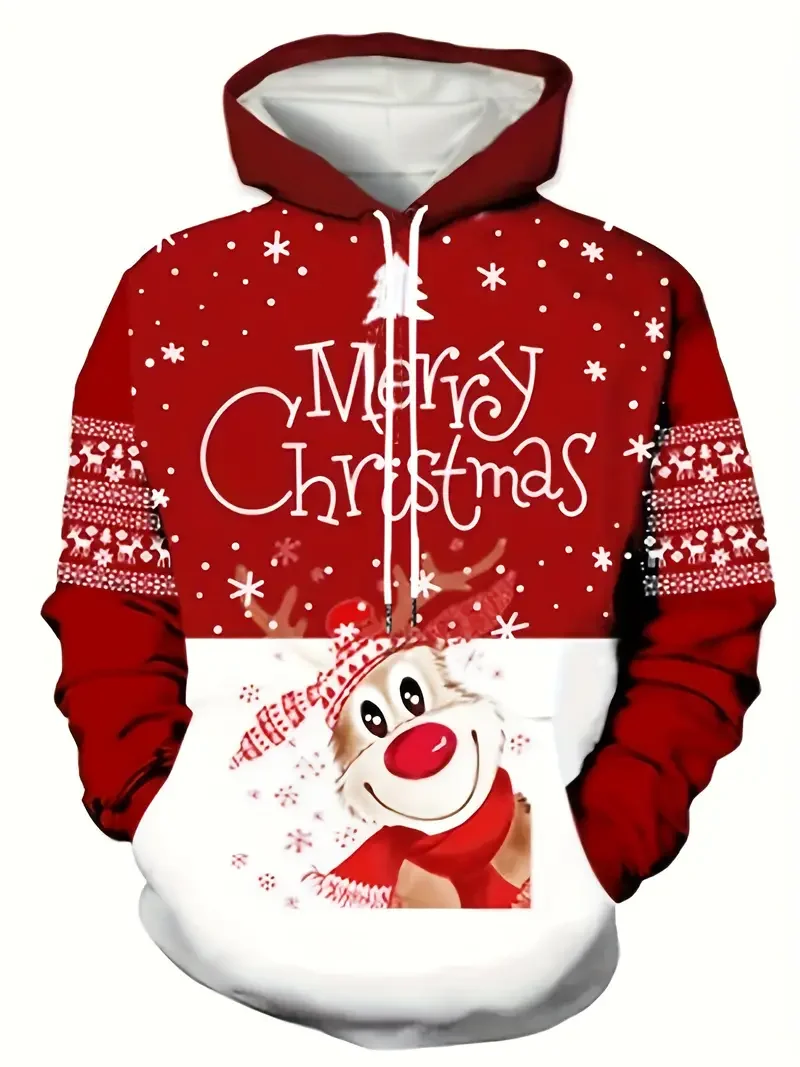 

Funny Christmas Print Men's Hoodies Santa Claus Causal Sweatshirt For Men Hooded Shirt Casual Pullover Clothes Men's Clothing