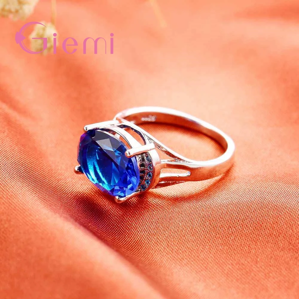 Anillos de plata de ley 925 con piedra azul profunda, estilo romántico y misterioso, para fiesta de boda, regalo de Navidad para niña, gran oferta