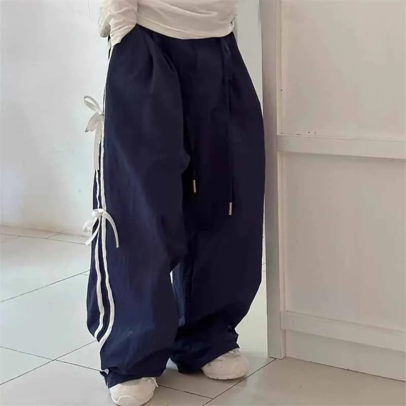 Girls Spring Pants Kids Bow Tie Sweatpants Autumn Sweet Fashion Trousers New Striped Casual Bottoms Children Loose Underwear