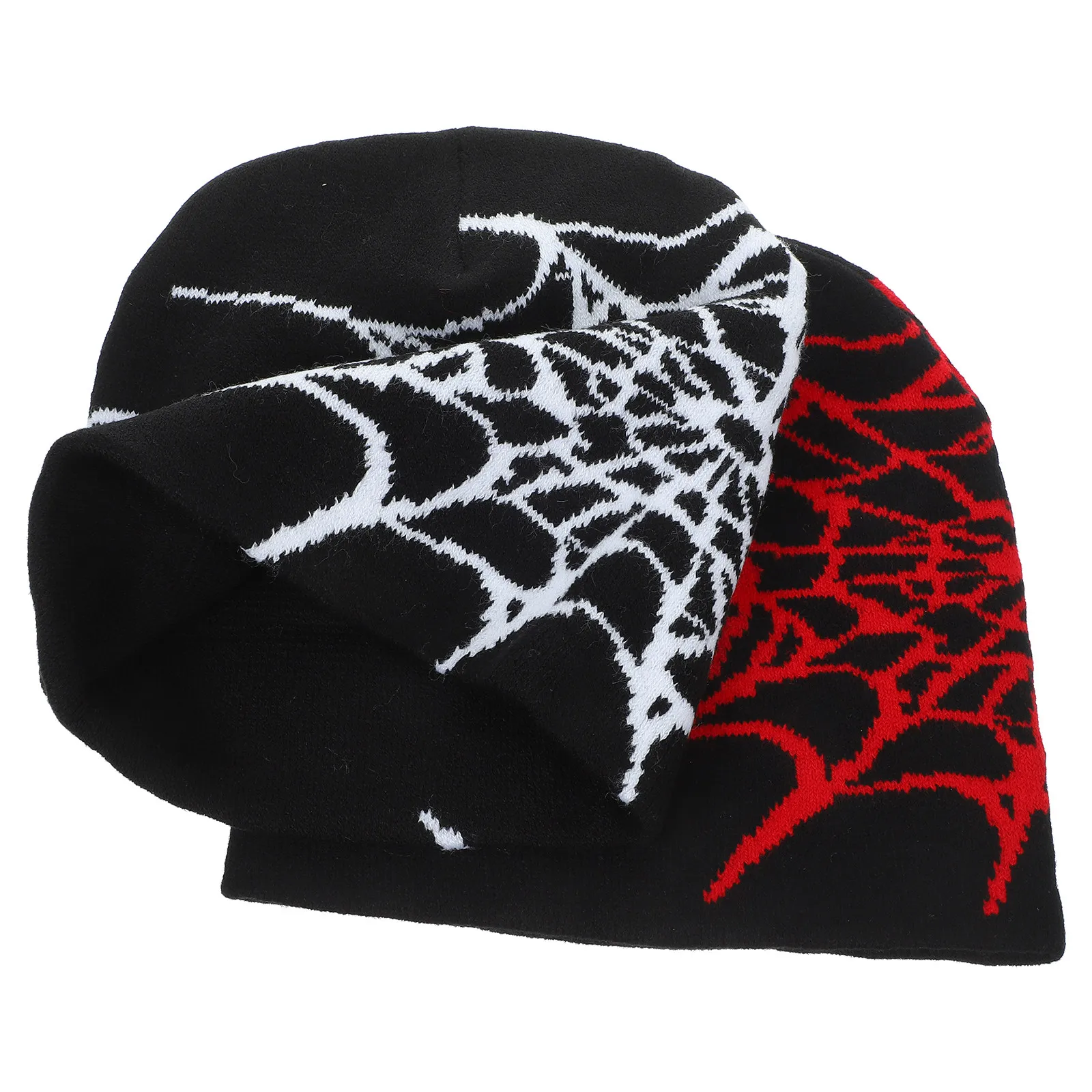 2Pcs Winter Beanie Hat Spider Web Pattern Soft Knitted Caps Warm Knit Hats for Women Men Winter Hats for Wearing