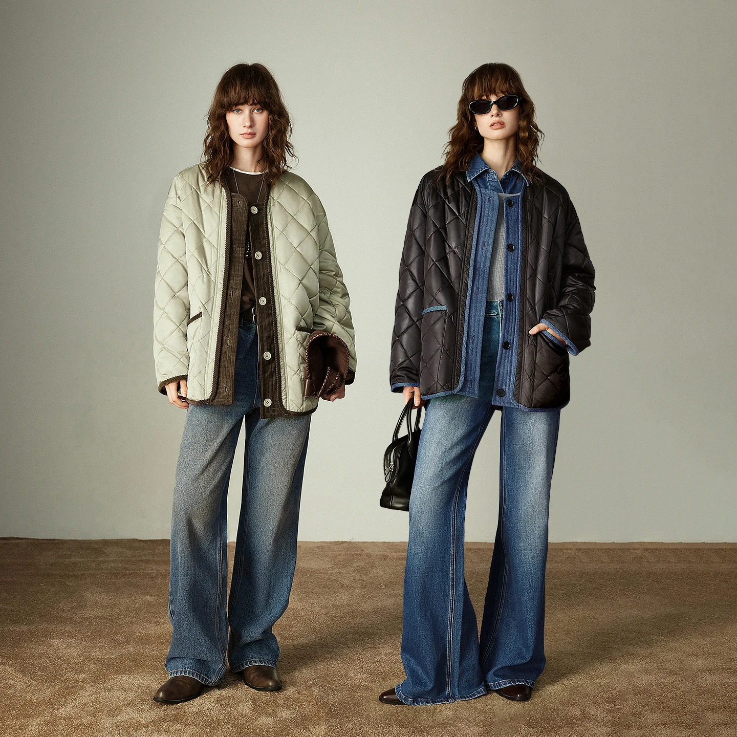 TOYOUTH معطف نسائي من القطن 2025 شتاء جديد بأسعار معقولة فاخر لامع سروال قصير مرقع عتيق Argyle الياقة المستديرة ملابس خارجية