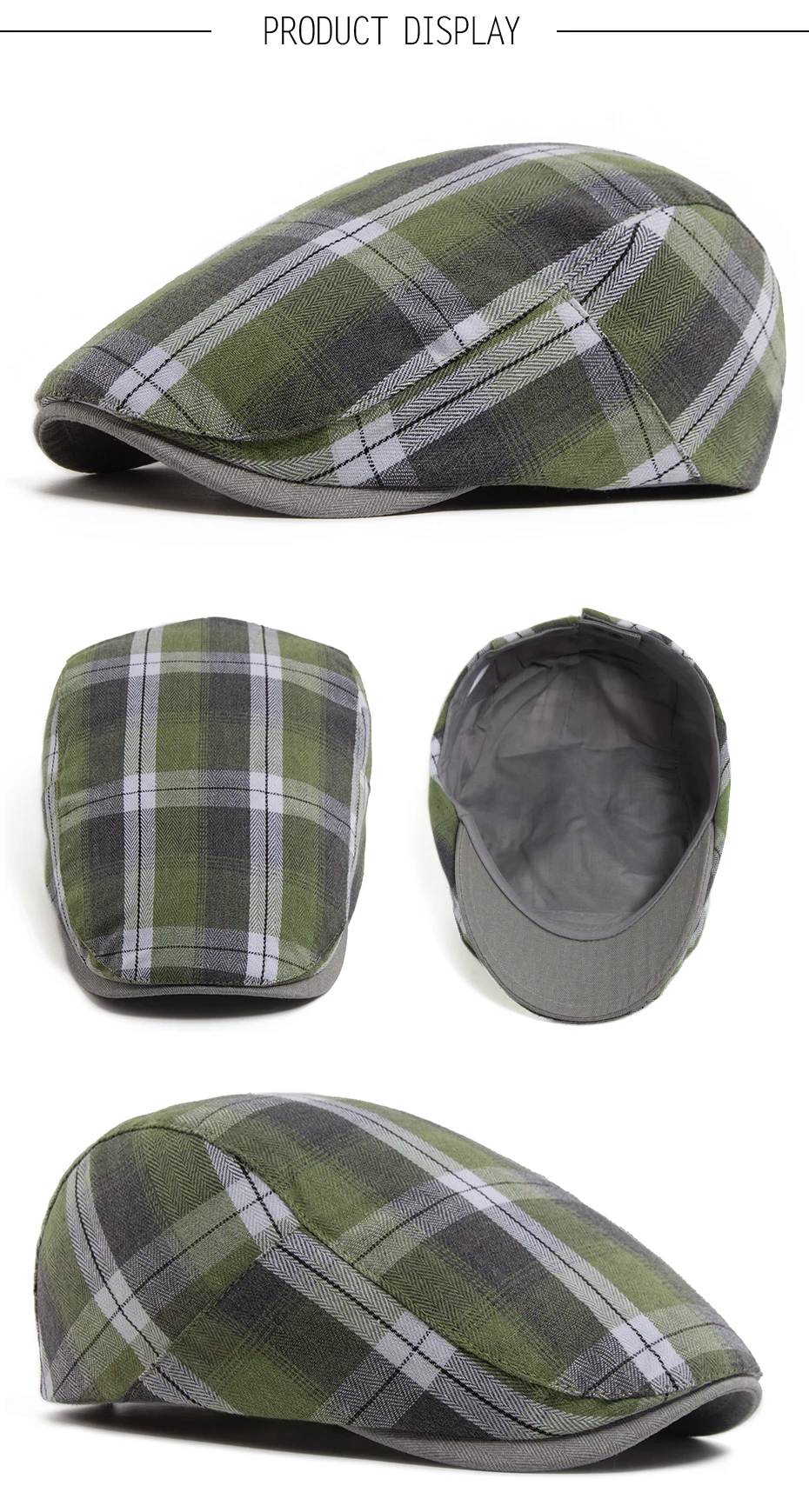 Sommer Plaid Dünne Baskenmütze Frauen Männer Mode Vintage Visier Hut Casual Weibliche Newsboy Caps Retro Flache Kappe Für Frühling Herbst Neue – Detail 4