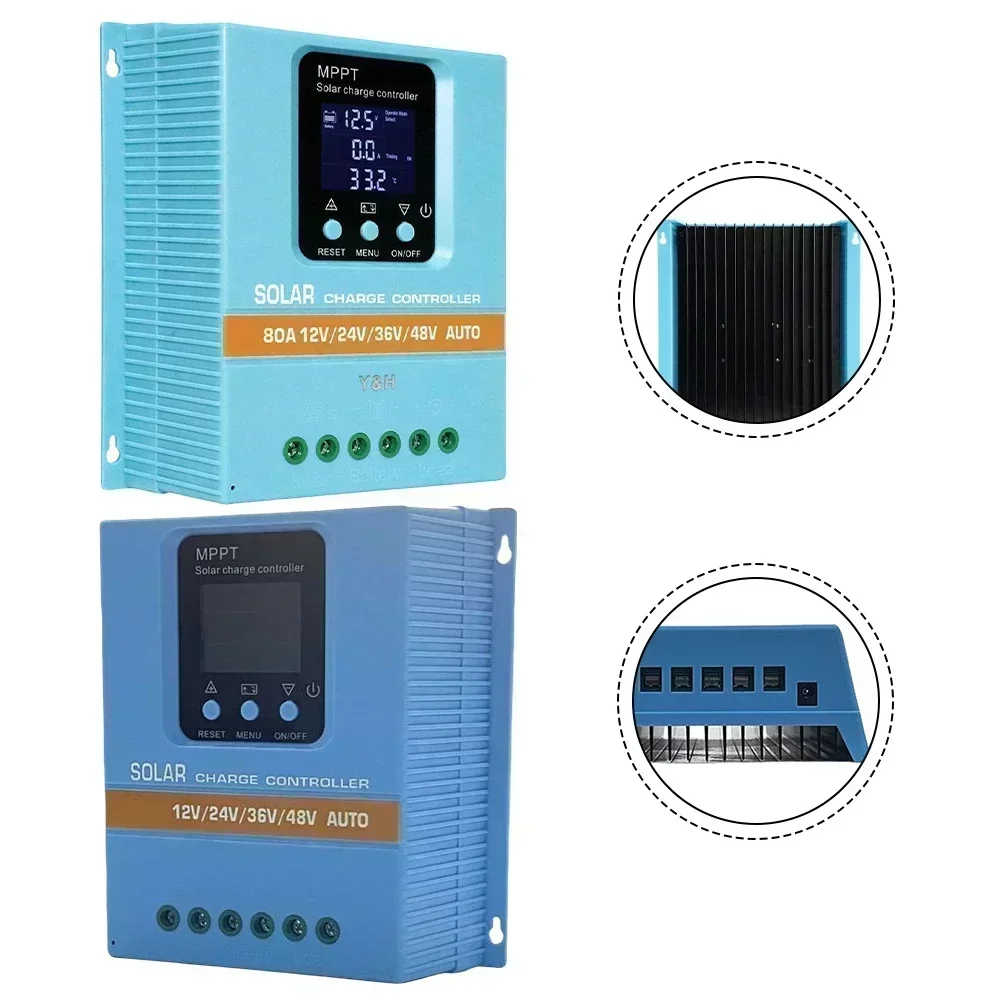 1PC 60A/80A MPPT Solar Charge Controller Auto Voltage Detection LED Data Display For RV Marine And Off-Grid Home Solar Power