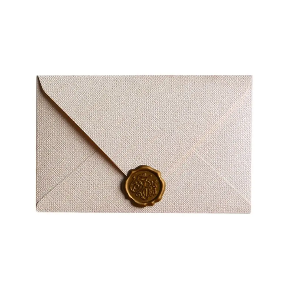 10Pcs Linen Texture Retro Envelope Invitation Card Simple Blessing Thank Envelope Nostalgia Art with Sealing Wax Sticker