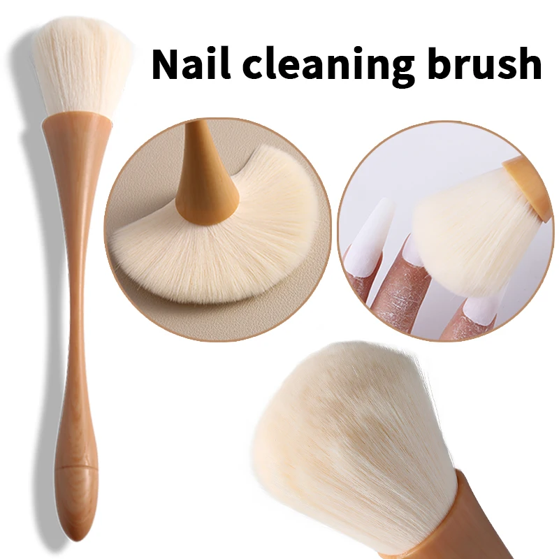 

Щетка для чистки ногтей, мягкая плотная щетина, светло-коричневая деревянная ручка, инструмент для чистки ногтей и лака, профессиональный маникюрный салон