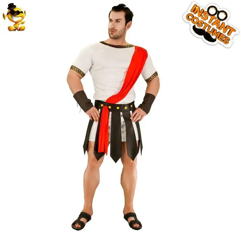 Strój Rzymskiego Gladiatora dla Dorosłych Mężczyzn, Kostium na Halloween, Strój Sceniczny, Skóra PU, Materiał KTV, Strój Formalny, Skóra ekologiczna, Wojownik Rzymski
