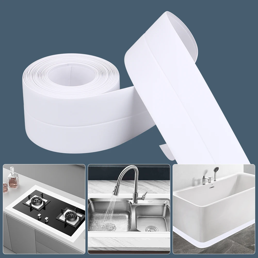 Anti-Fouling Caulking Strips Seal PVC Tape Mildew-Proof Waterproof Kitchen Oil-Proof Bathroom Self-Adhesive Wall Sticker Sink