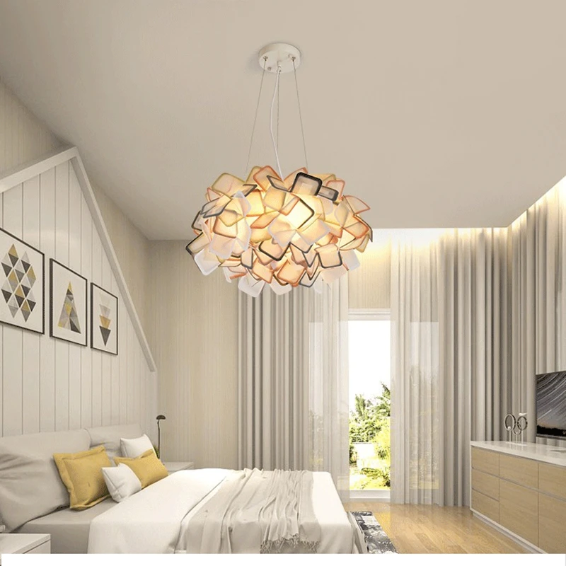 YEBMLP LED Chandeliers Acrylic Colorful Ceiling Light Popular Flower Pendant Lamp Bedroom Droplight Indoor Parlor Dining Lights