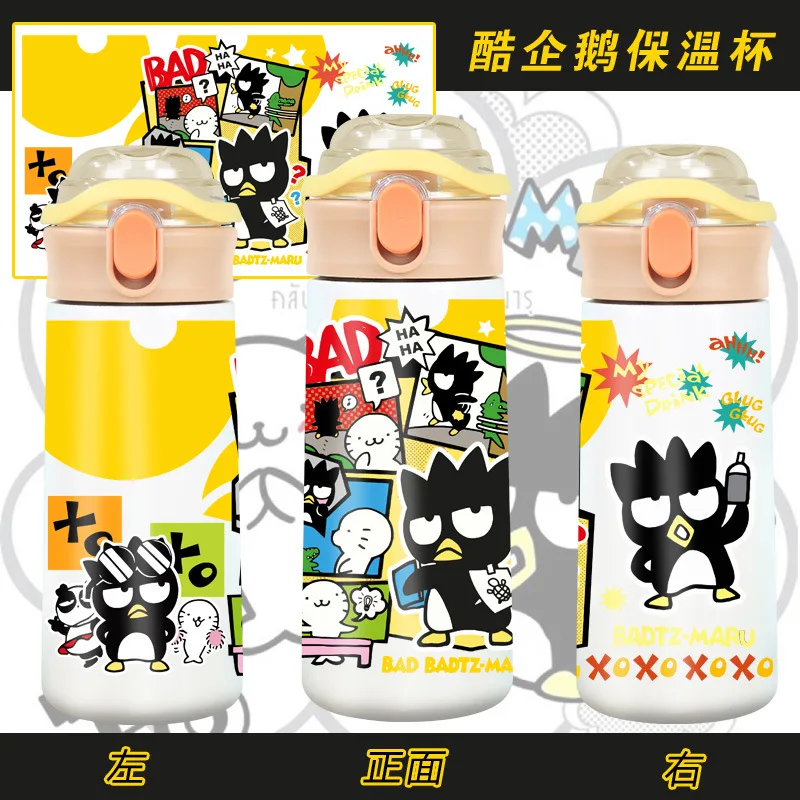 Anime Cartoon Sanrio Bad Badtz Maru Thermos Cup Y2K Fashion New Stainless Steel Water Cup Student Portable Cup Gift for Friends