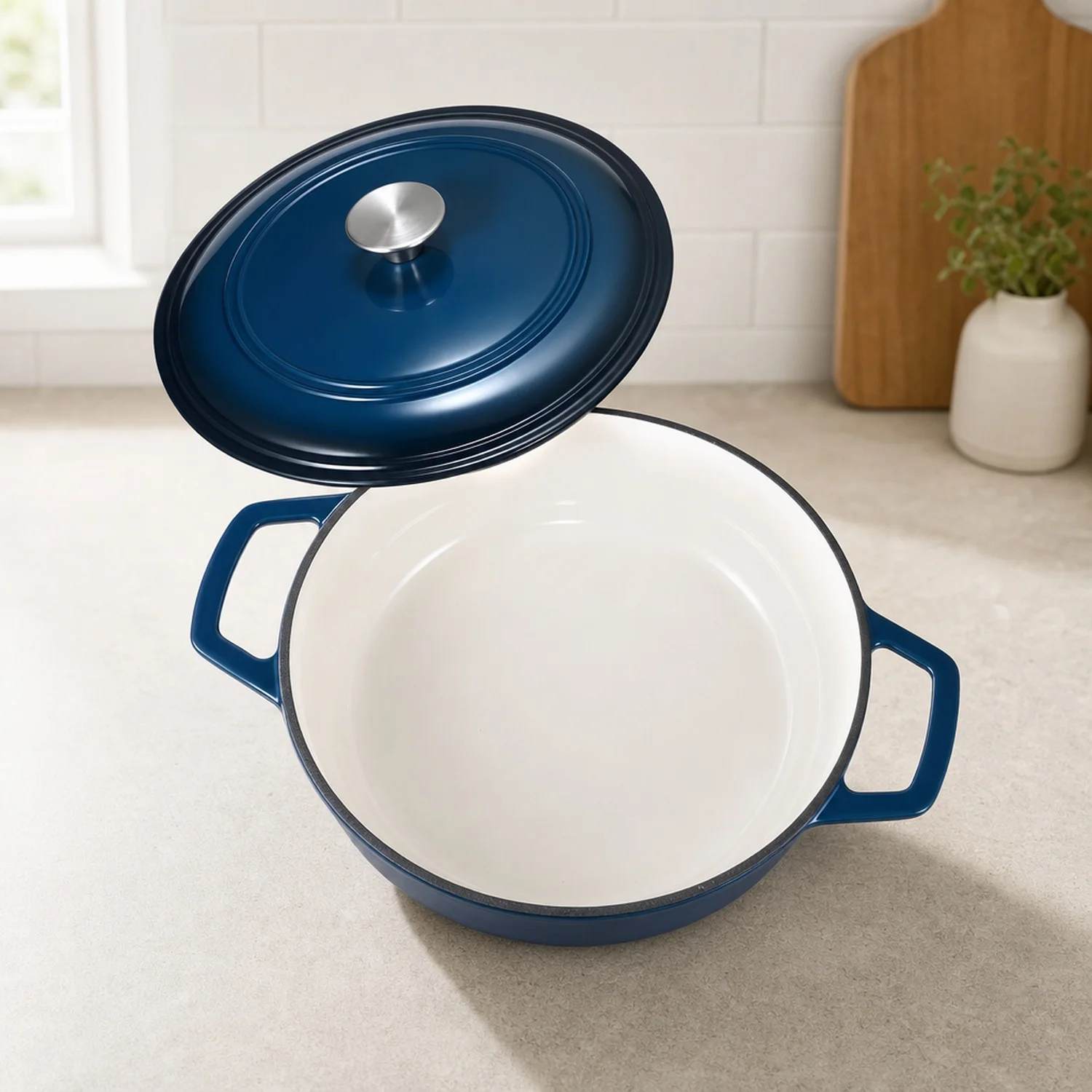 Enameled Cast Iron Dutch Oven, 6 Quart Pot with Lid and Dual Handles, Heavy-Duty Durable Cookware Pan, Induction Compatible up